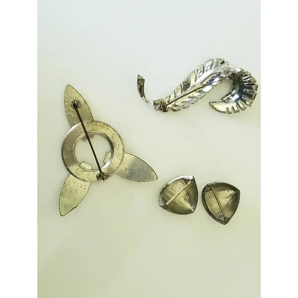 Antique Vintage Rhinestone Brooch and Dress Clip Lot